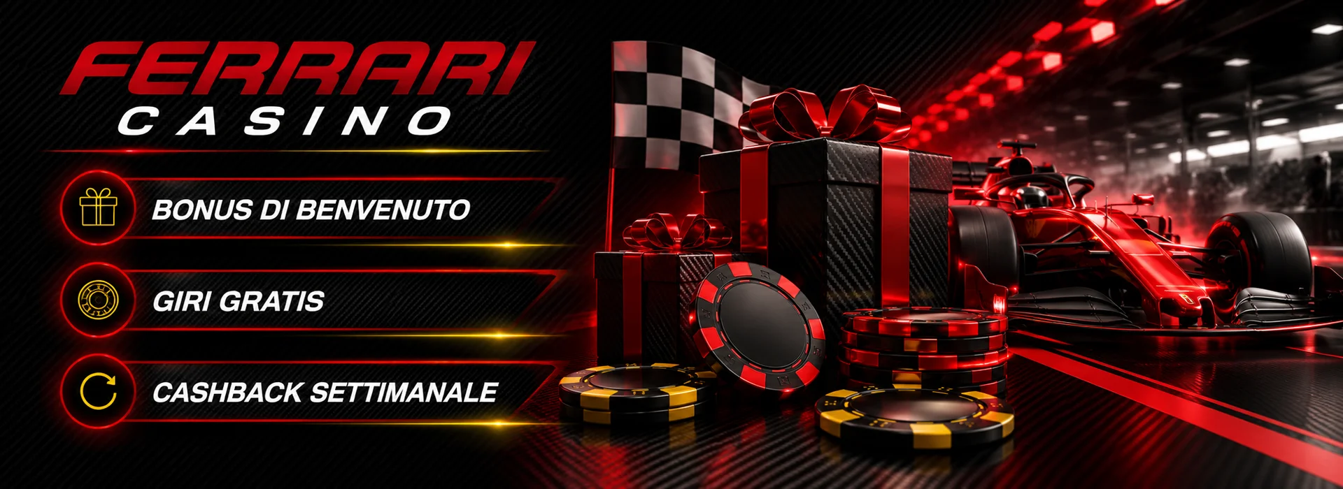 Bonus e promozioni di Ferrari Casino — 100% fino a € 1.000 e 200 giri gratis